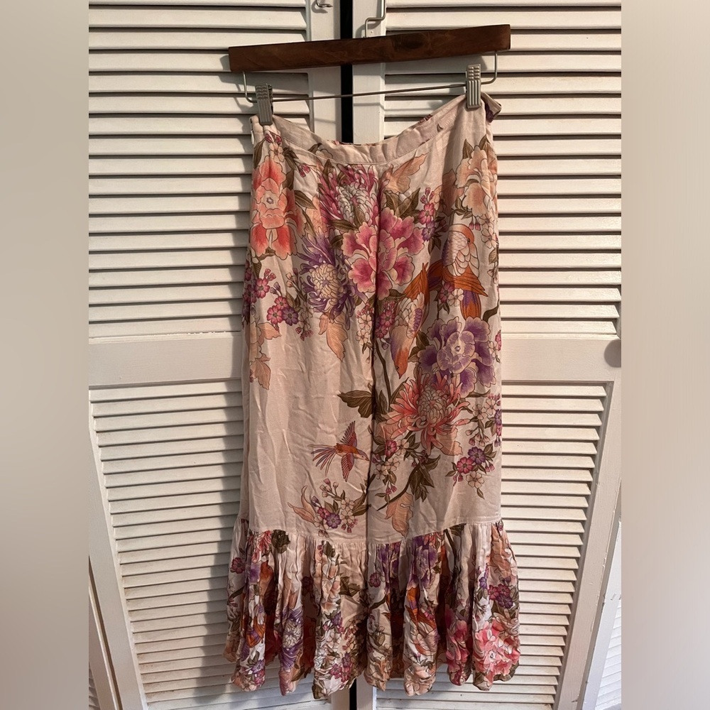 Spell Cream Bubble Midi Skirt with Ruffled Tiers - Picture 5 of 5